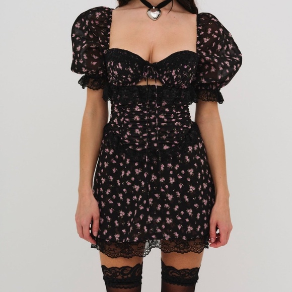 For Love & Lemons Noa Mini Dress Size SS / Black - Picture 1 of 3